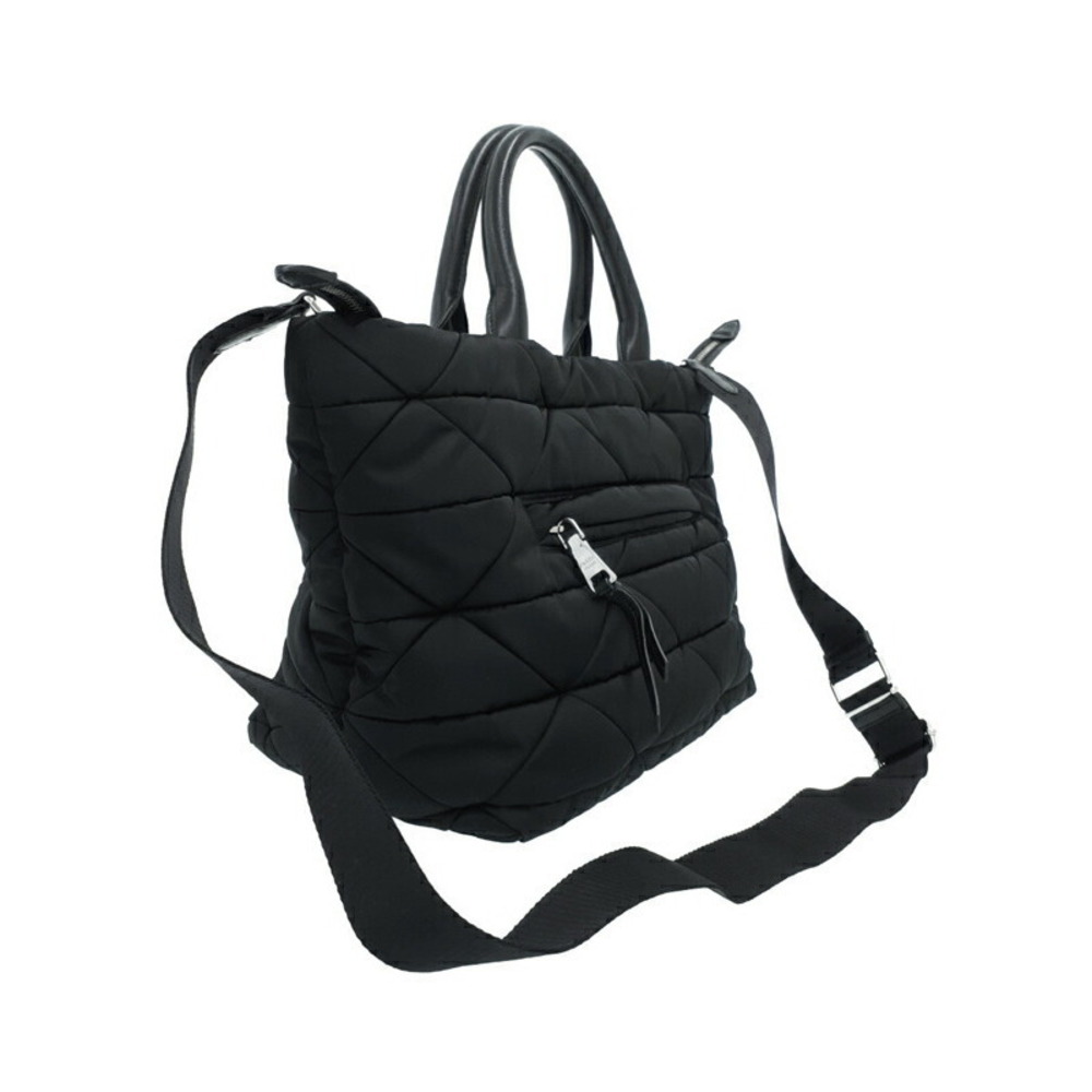 Prada Bag quilting Shoulder Padded 2way triangle BLACK Small ReNylon Tote